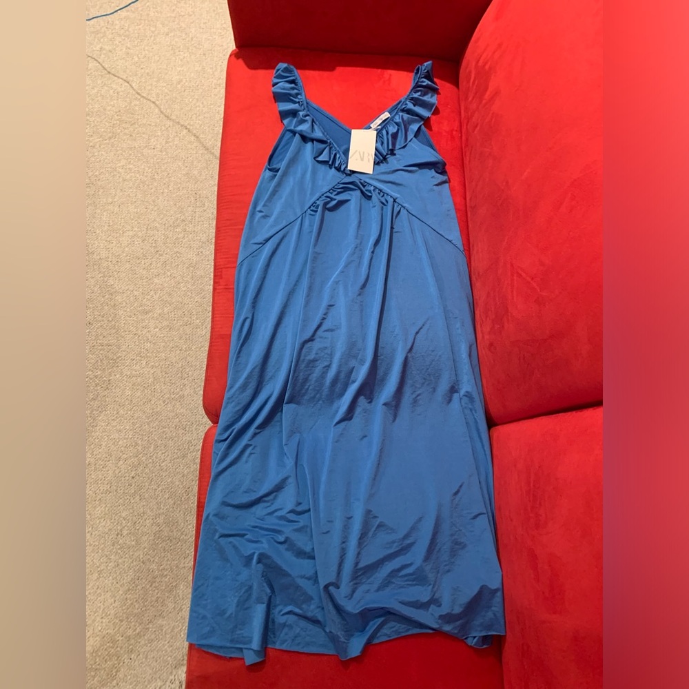 Zara RUFFLED SATIN EFFECT DRESS - Picture 5 of 6